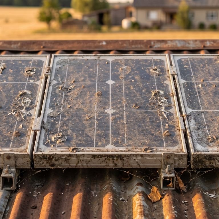 Solarmodul mit Verschmutzung auf der Glasoberfläche